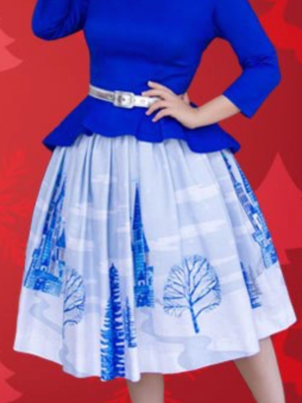 Pinup Couture Ice Castle Snowflake Skirt Petite Jenny with HUGE pockets!